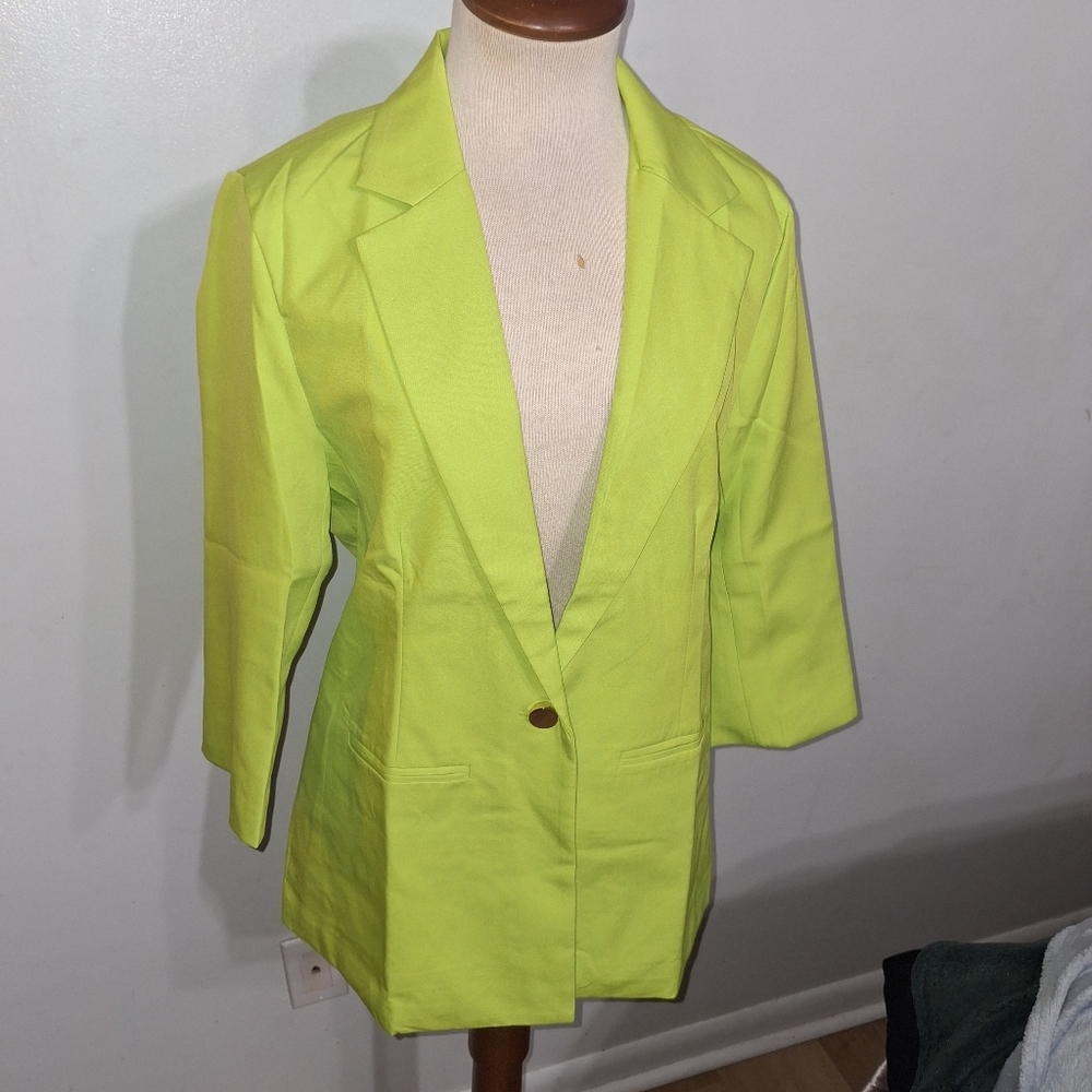 Neon Lime Single-Button Blazer